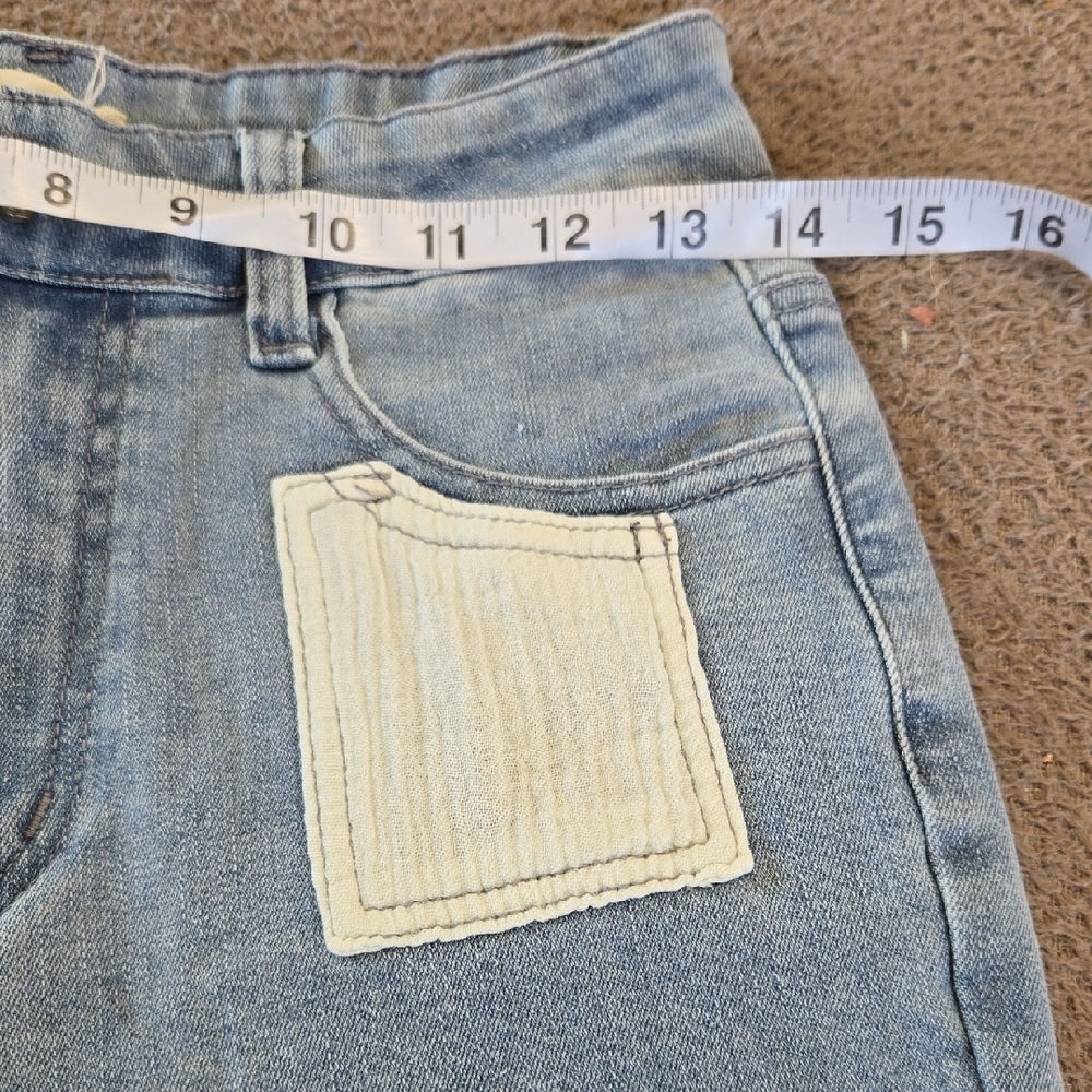 P110 NWT POL Flare Stretch Denim Twill Vintage Wash Pockets Raw Hem Sm Md Lg - Picture 10 of 15